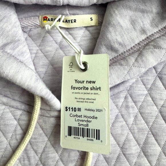 Marine Layer corbet hoodie lavander quilted sz small pockets drawstring womens - Picture 7 of 14